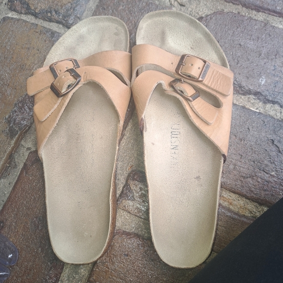 Birkenstock Tan Leather Sandals Size 41 Unisex Clean Footbed *READ* - Picture 14 of 16